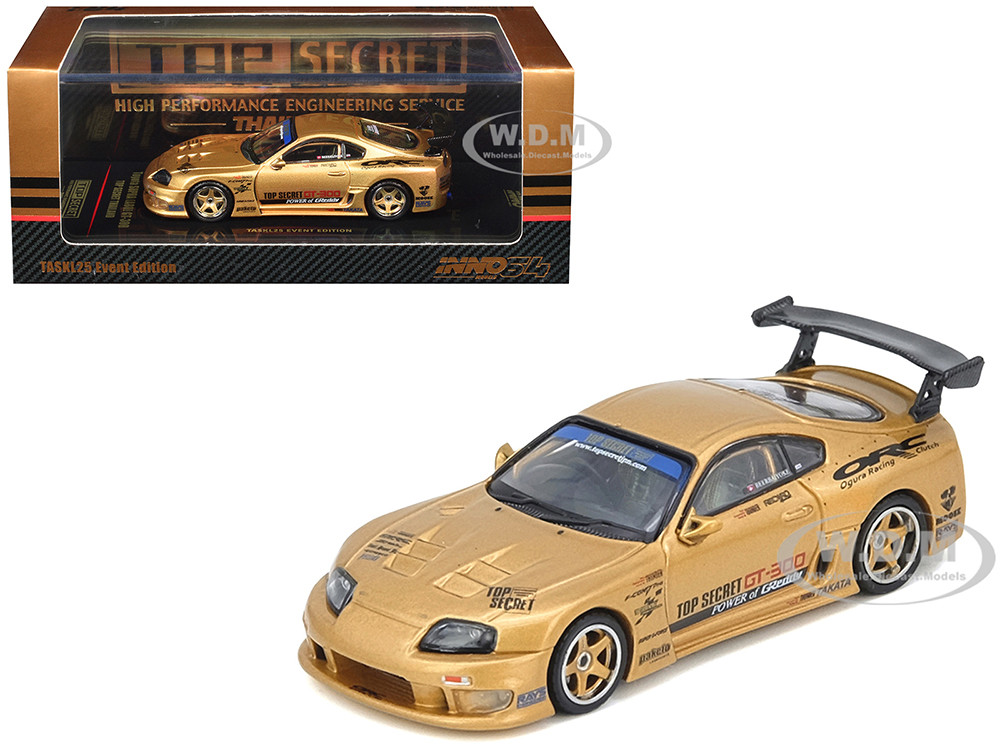 Toyota Supra (A80) "Top Secret Thailand" GT300 RHD (Right Hand Drive) Gold Metallic "Tokyo Auto Salon Kuala Lumpur 2025 Event Exclusive" 1/64 Diecast Model Car by Inno Models diecast model