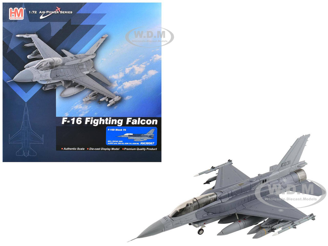 Lockheed F-16D Fighting Falcon Fighter Aircraft "6831, Block 70" (2025) Republic of China Air Force "Air Power Series" 1/72 Diecast Model by Hobby Master diecast model