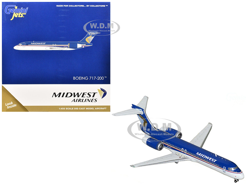 Boeing 717-200 Commercial Aircraft "Midwest Airlines" (N920ME) Blue and White 1/400 Diecast Model Airplane by GeminiJets diecast model