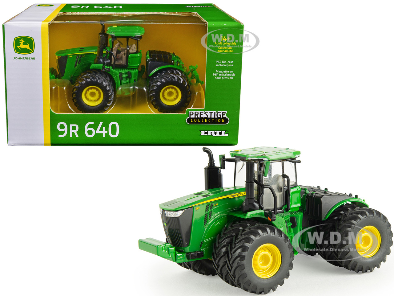 John Deere 9R 640 Tractor with Dual Wheels Green "Prestige Collection" Series 1/64 Diecast Model by ERTL TOMY diecast model