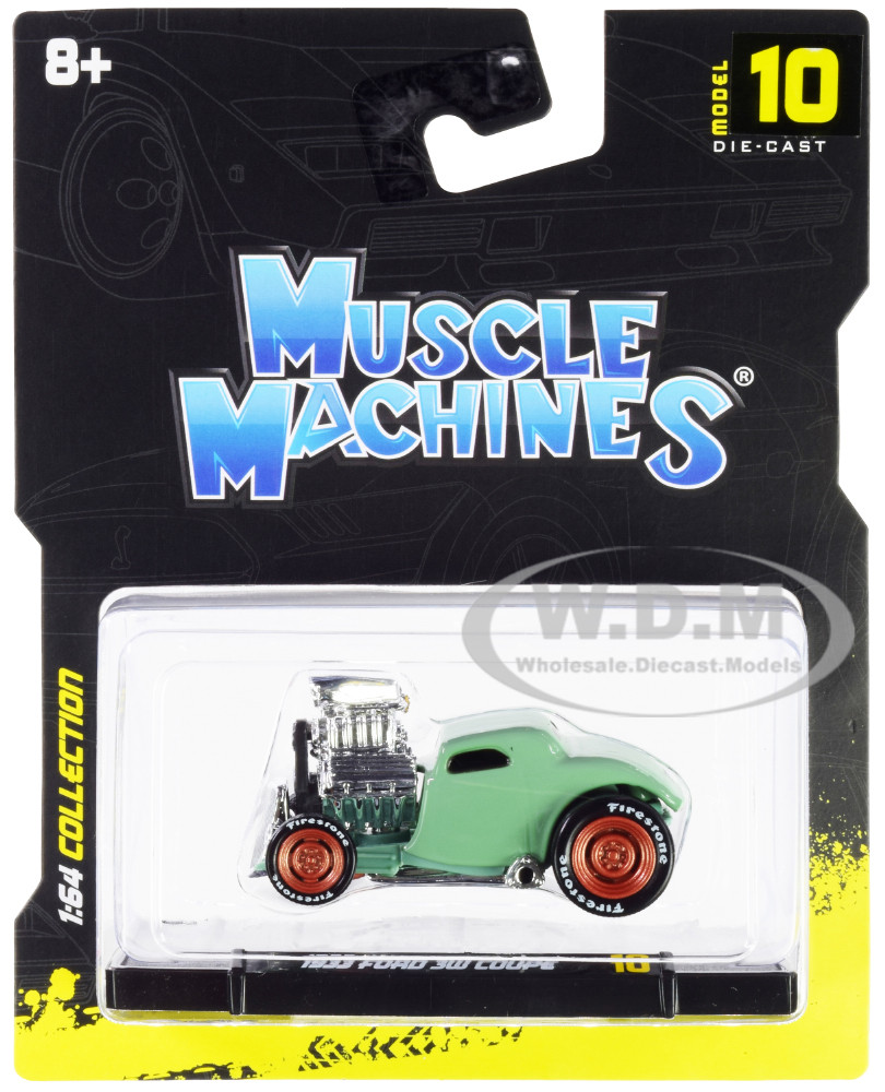 1933 Ford 3W Coupe Light Green 1/64 Diecast Model Car by Muscle Machines diecast model