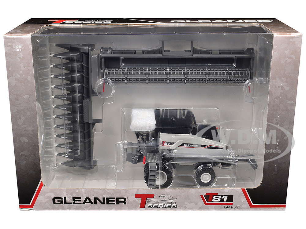 Gleaner T81 Combine with Grain Head and 12 Row Corn Head Gray 1/64 Diecast Model by SpecCast diecast model