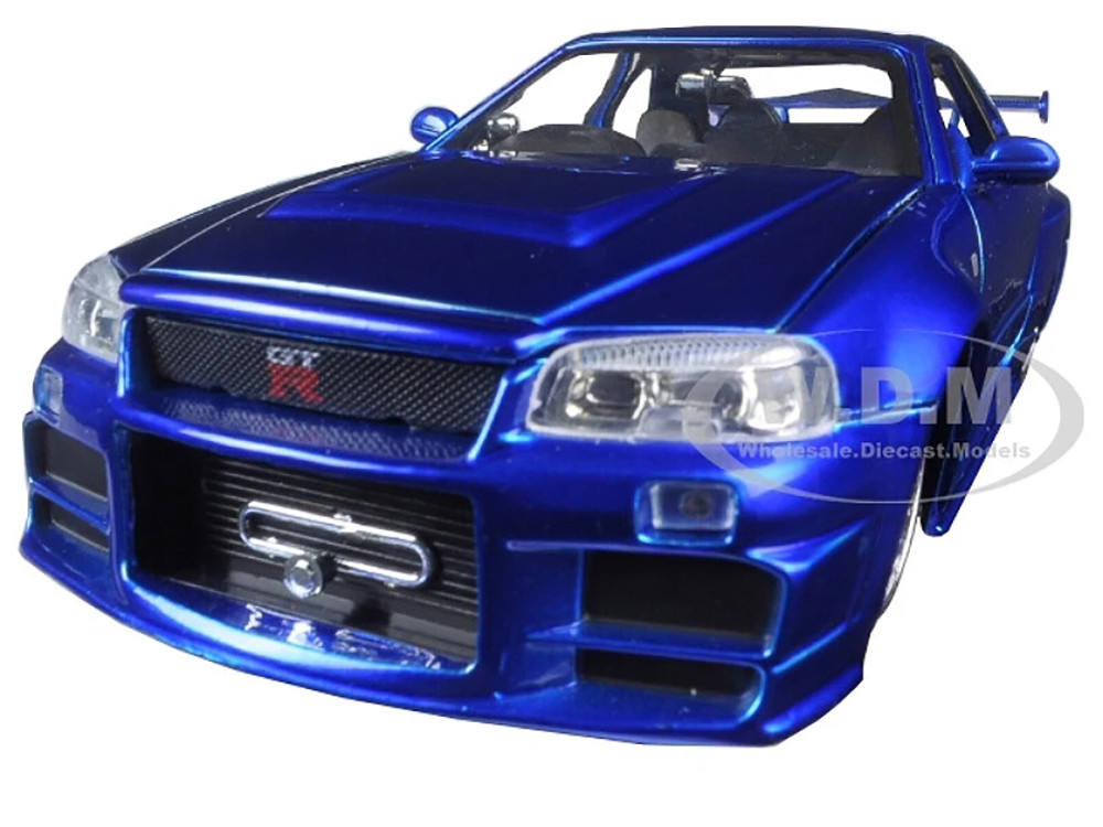 Brian's Nissan GTR Skyline R34 RHD (Right Hand Drive) Blue "Fast & Furious 25th Anniversary" Series 1/24 Diecast Model Car by Jada diecast model