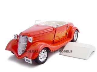 1934 Ford Custom Convertible Hot Rod Orange 1/24 Diecast Car by Unique Replicas diecast model