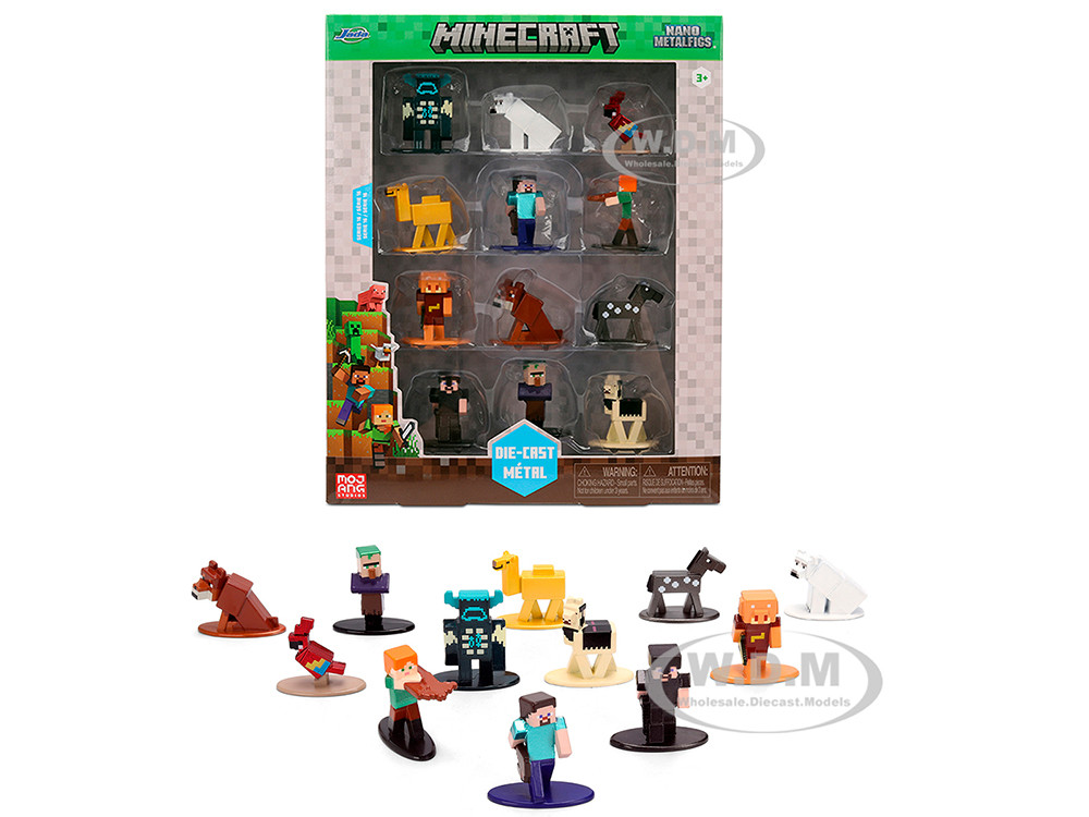 Set of 12 Diecast Figures "Minecraft" Video Game Wave 2 "Nano Metalfigs" Series Diecast models by Jada diecast model