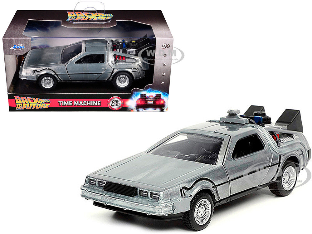 DeLorean DMC (Time Machine) Brushed Metal "Back to the Future Part I" (1985) Movie "Hollywood Rides" Series 1/32 Diecast Model Car by Jada diecast model