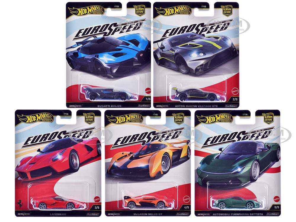 "Euro Speed" 5 piece Set "Car Culture" 2025 Series L Diecast Model Cars by Hot Wheels diecast model