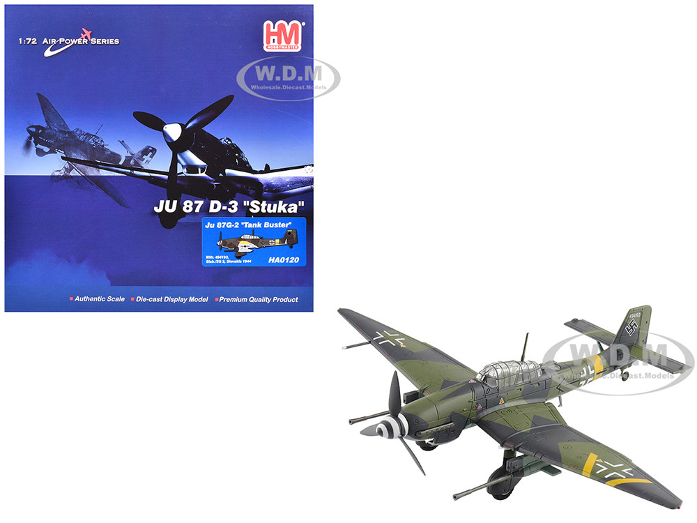 Junkers Ju 87G-2 Stuka Aircraft "WNr. 494193, Tank Buster, Stab. SG 2, Slovakia" (1944) German Luftwaffe "Air Power Series" 1/72 Diecast Model by Hobby Master diecast model