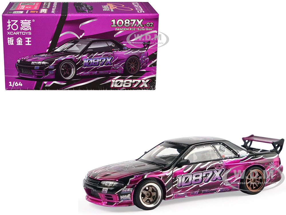 Pandem R32 "Echo Gao - 1087X" Black and Purple 1/64 Diecast Model Car by XCarToys diecast model