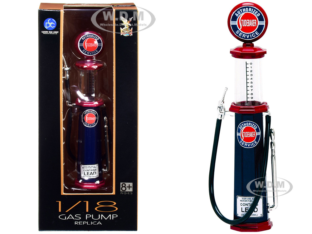 "Studebaker" Vintage Cylinder Gas Pump 1/18 Diecast Replica by Road Signature diecast model