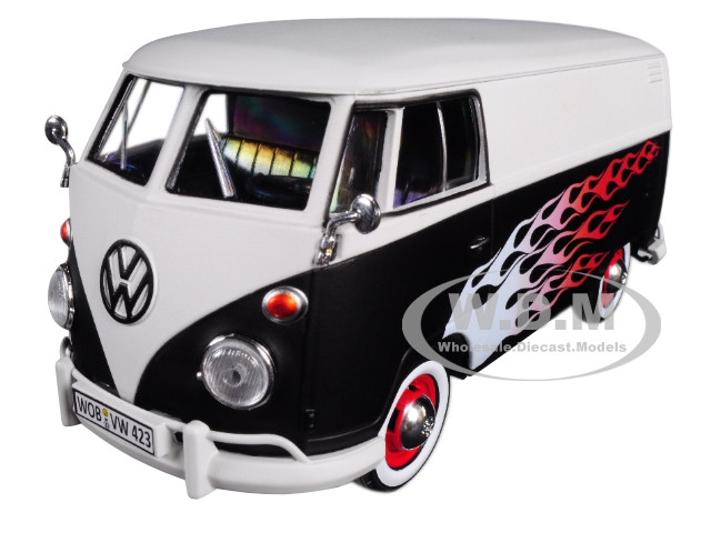 Volkswagen Type 2 (T1) Delivery Van with Flames 1/24 Diecast Car Model by Motormax diecast model