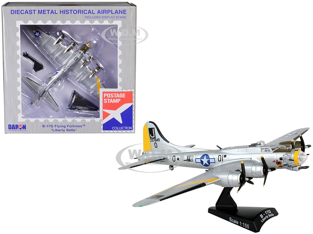 Boeing B-17G Flying Fortress Bomber Aircraft "Liberty Belle" United States Army Air Force 1/155 Diecast Model Airplane by Postage Stamp diecast model