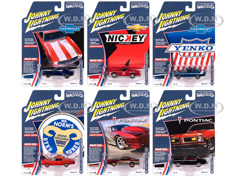 "Muscle Cars USA" 2025 Release 1 Set A of 6 pieces 1/64 Diecast Model Cars by Johnny Lightning diecast model