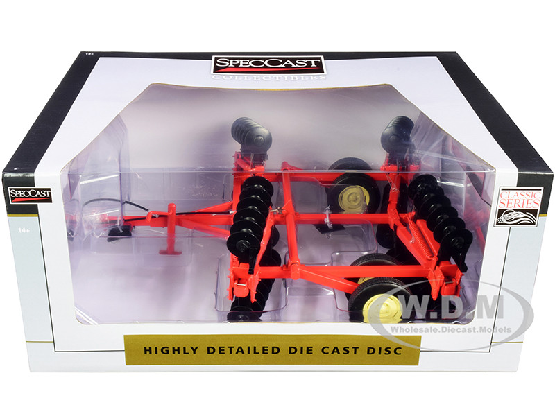 Disc Harrow with Folding Wings Orange "Classic Series" 1/16 Diecast Model by SpecCast diecast model