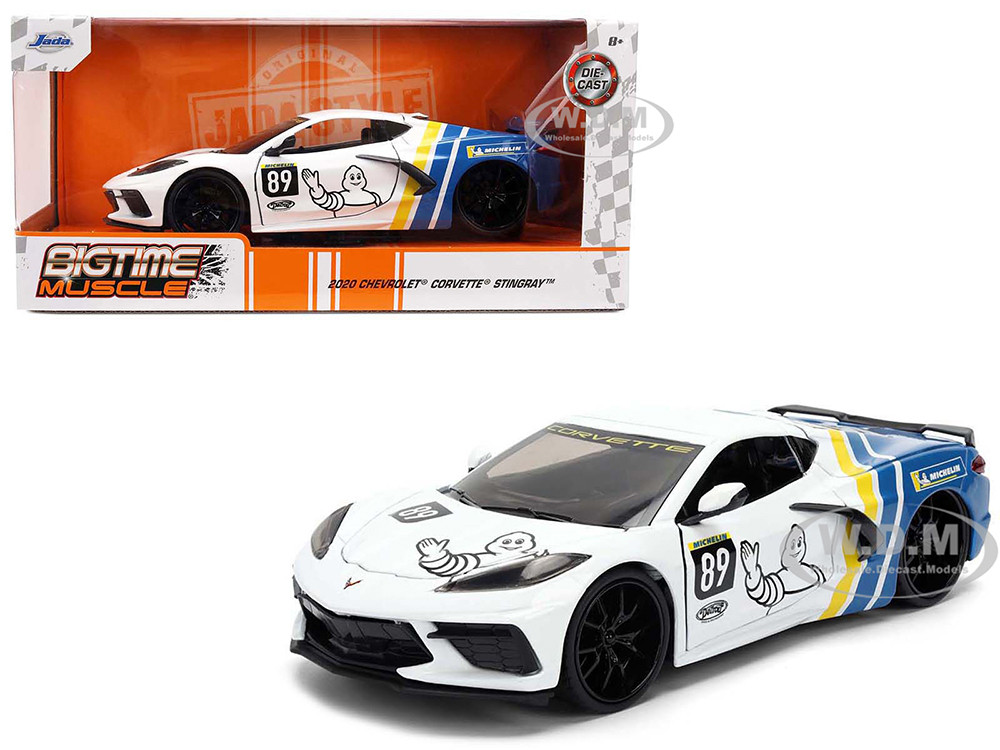 2020 Chevrolet Corvette Stingray C8 #89 "Michelin" White with Yellow and Blue Stripes "Bigtime Muscle" Series 1/24 Diecast Model Car by Jada diecast model