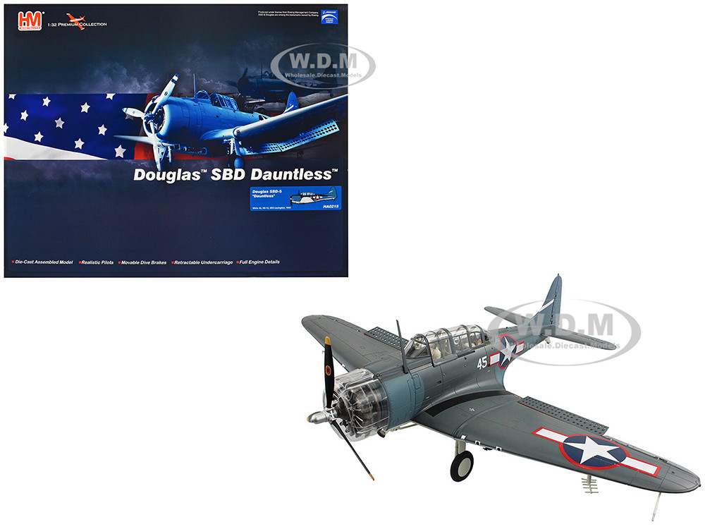 Douglas SBD-5 Dauntless Bomber Aircraft "VB-16, USS Lexington" (1943) United States Navy "Premium Collection" 1/32 Diecast Model by Hobby Master diecast model