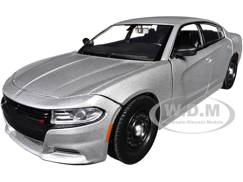 2023 Dodge Charger Pursuit Police Car Silver Metallic "Custom Builder's Kit - Law Enforcement and Public Service" Series 1/24 Diecast Model Car by Motormax diecast model