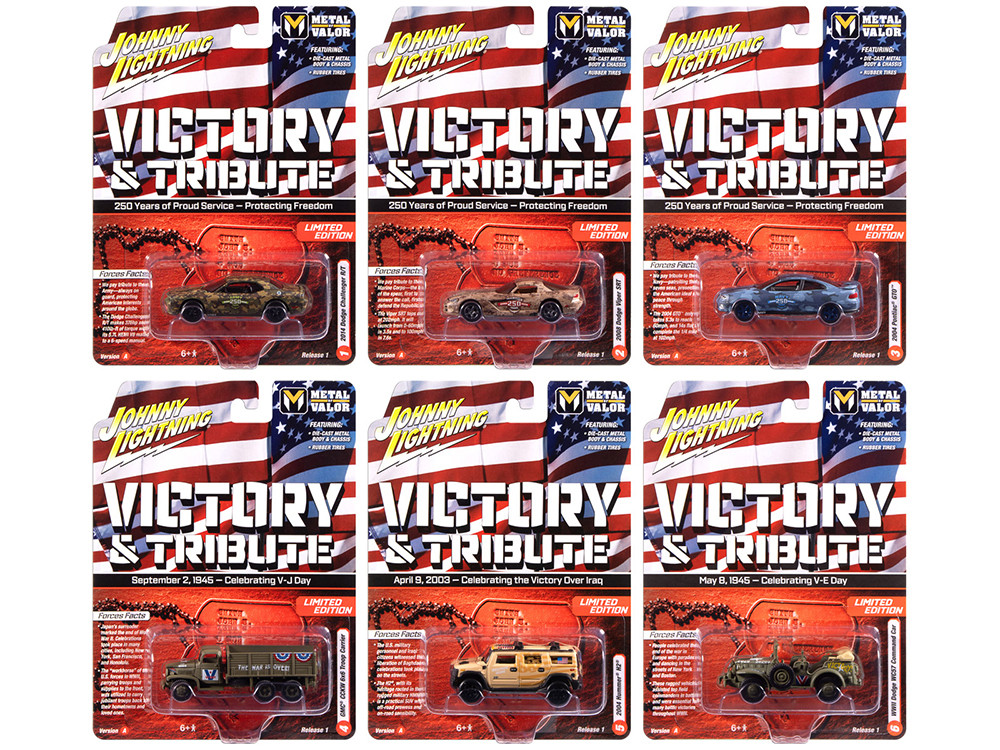 "Military" Set A of 6 pieces 2025 Release 1 Limited Edition Diecast Models by Johnny Lightning diecast model