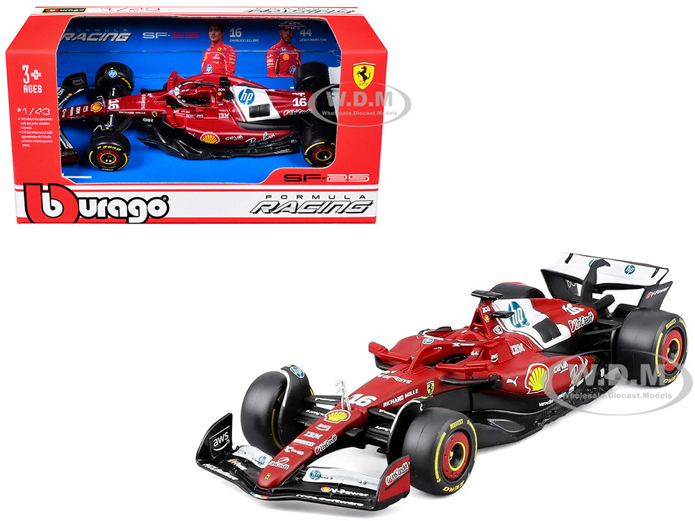 Ferrari SF-25 #16 Charles Leclerc Formula One F1 "World Championship" (2025) 1/43 Diecast Model Car by Bburago diecast model