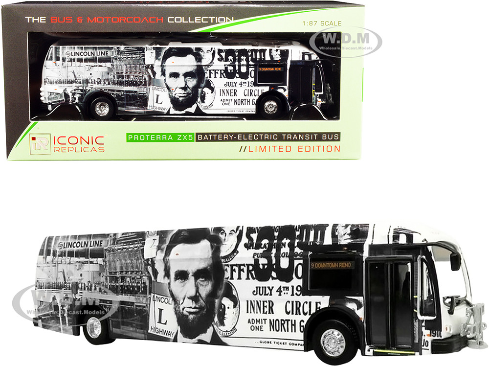 Proterra ZX5 Battery-Electric Transit Bus #9 "Downtown Reno" "Lincoln Line" (Nevada) "The Bus & Motorcoach Collection" 1/87 (HO) Diecast Model by Iconic Replicas diecast model
