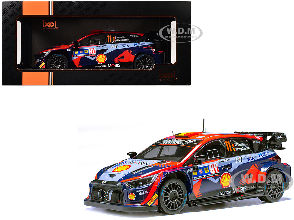 Hyundai i20 N Rally1 #11 Thierry Neuville - Martijn Wydaeghe Winner "Central European Rally" (2023) 1/18 Diecast Model Car by IXO Models diecast model