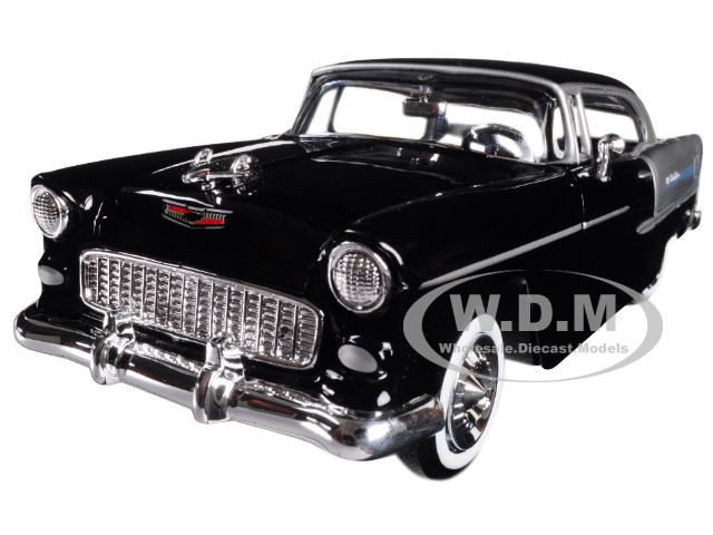 1955 Chevrolet Bel Air Black and Silver 1/24 Diecast Model Car by Motormax diecast model