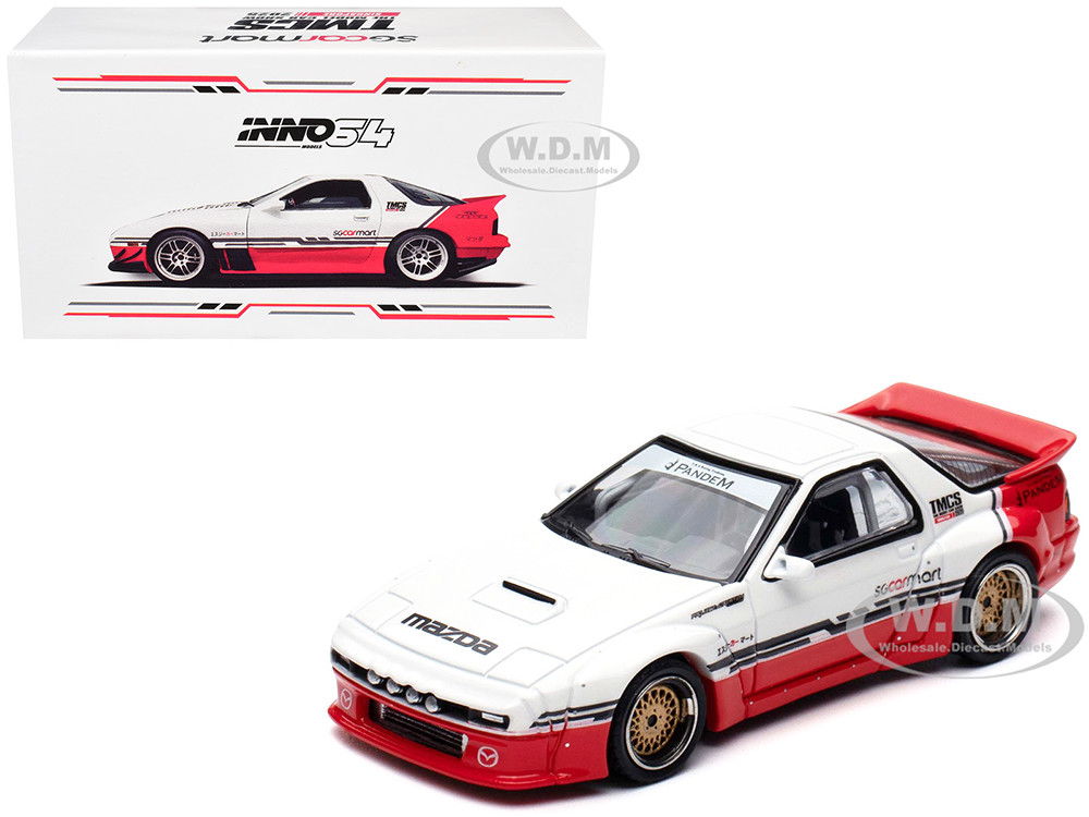 Mazda RX-7 (FC3S) "Pandem Rocket Bunny" White and Red with Black Stripes "The Model Car Show Singapore 2025 Event Edition" 1/64 Diecast Model Car by Inno Models diecast model