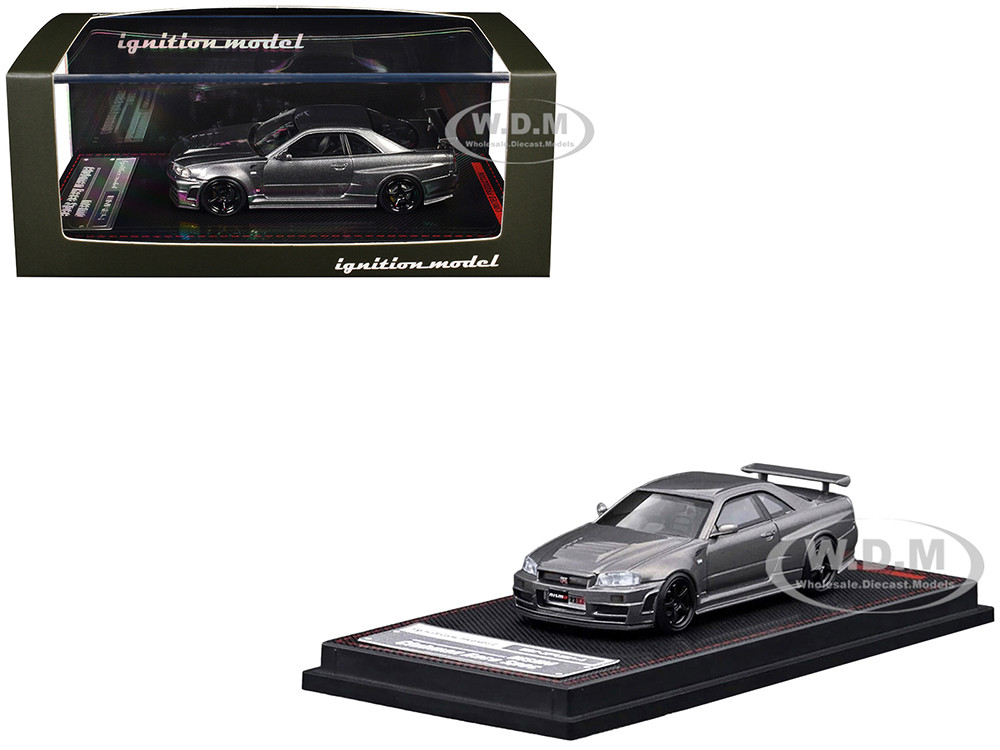 Nissan Skyline GT-R (BNR34) Nismo CRS RHD (Right Hand Drive) Gray Metallic 1/64 Diecast Model Car by Ignition Model diecast model