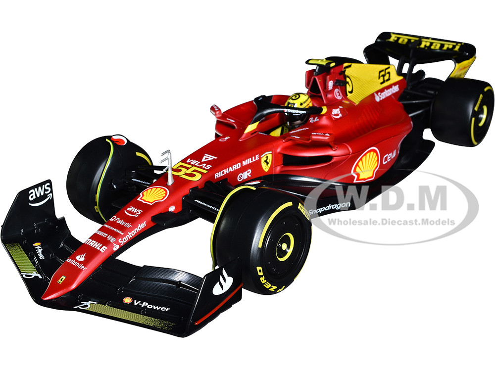 Ferrari F1-75 #55 Carlos Sainz "Giallo Modena" Formula One F1 Italian GP (2022) "Formula Racing" Series 1/18 Diecast Model Car by Bburago diecast model