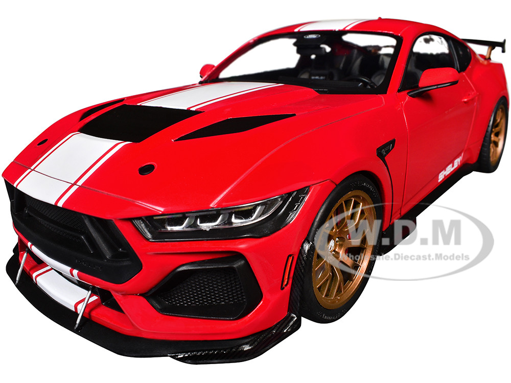 2024 Ford Shelby Mustang Super Snake Race Red with White Stripes 1/18 Diecast Model Car by Solido diecast model