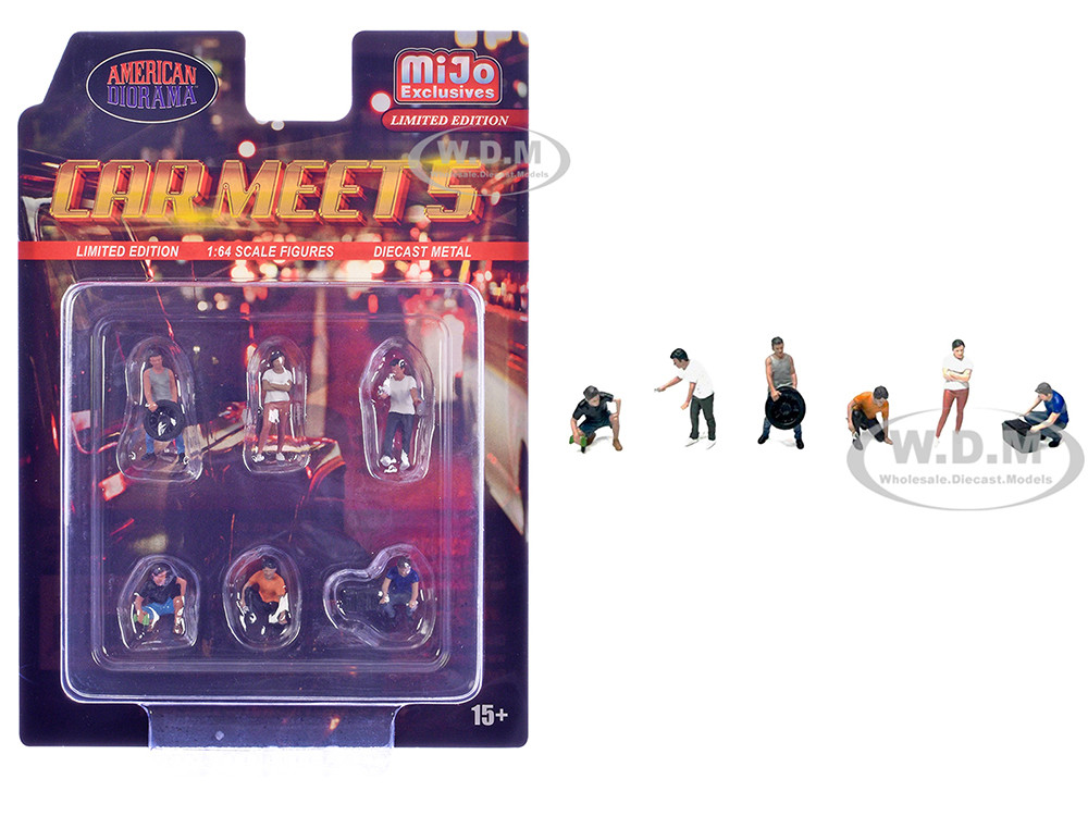 "Car Meet 5" 6 piece Diecast Figure Set Limited Edition for 1/64 Scale Models by American Diorama diecast model