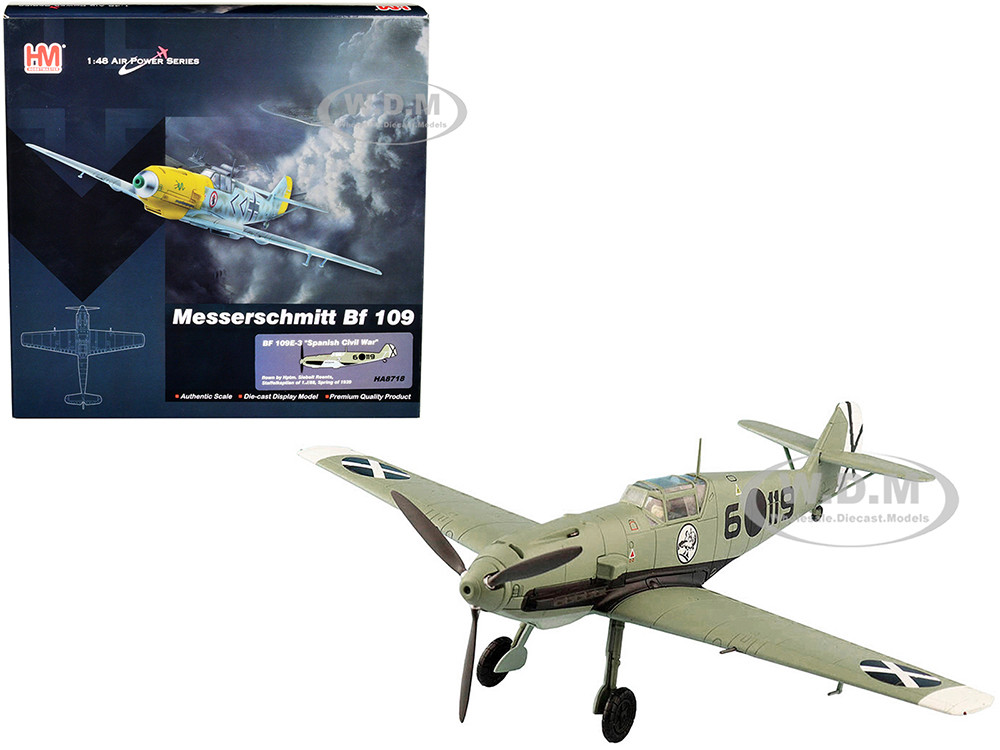 Messerschmitt BF 109E-3 Fighter Aircraft "Hauptmann Siebelt Reents, Spanish Civil War" (1939) "Air Power Series" 1/48 Diecast Model by Hobby Master diecast model