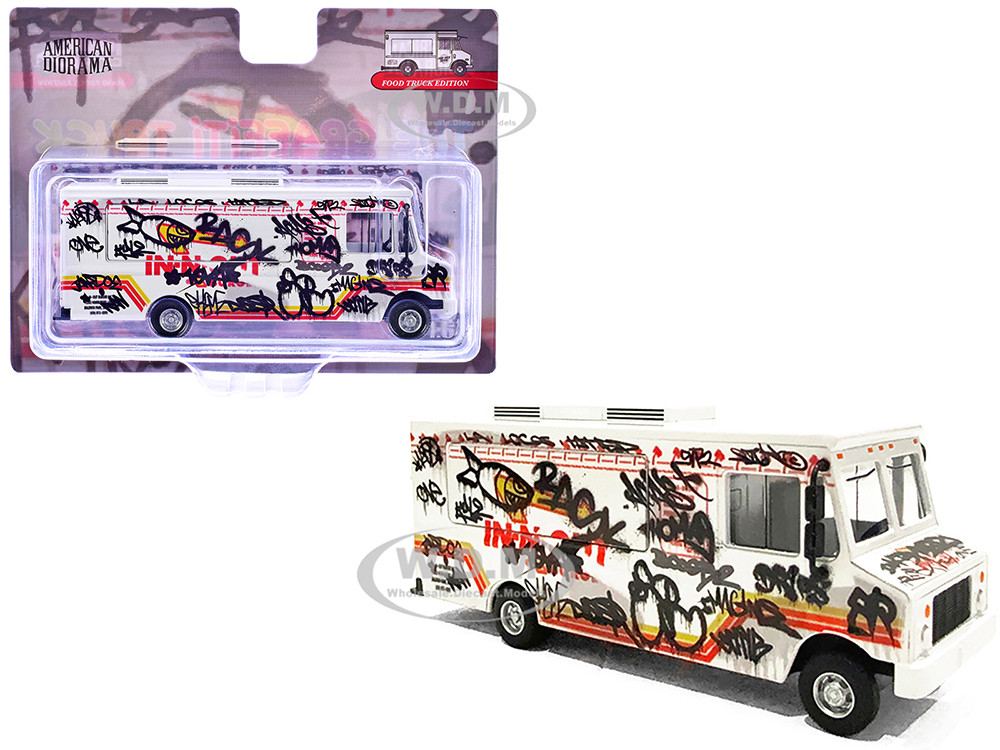 Food Truck "The Graffiti Truck" White with Graphics 1/64 Diecast Model by American Diorama diecast model