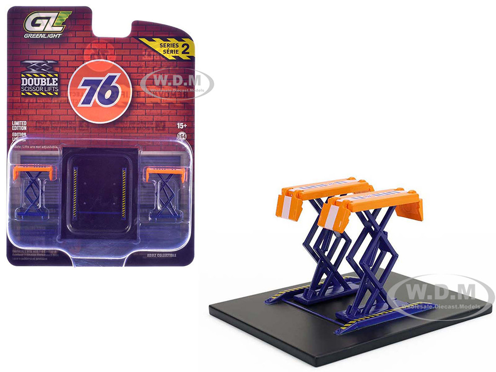 Automotive Double Scissor Lift "Union 76" Orange and Blue "Double Scissor Lifts" Series 2 1/64 Diecast Model by Greenlight diecast model