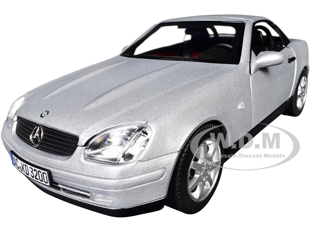 1996 Mercedes-Benz SLK Convertible Brilliant Silver Metallic 1/18 Diecast Model Car by Norev diecast model