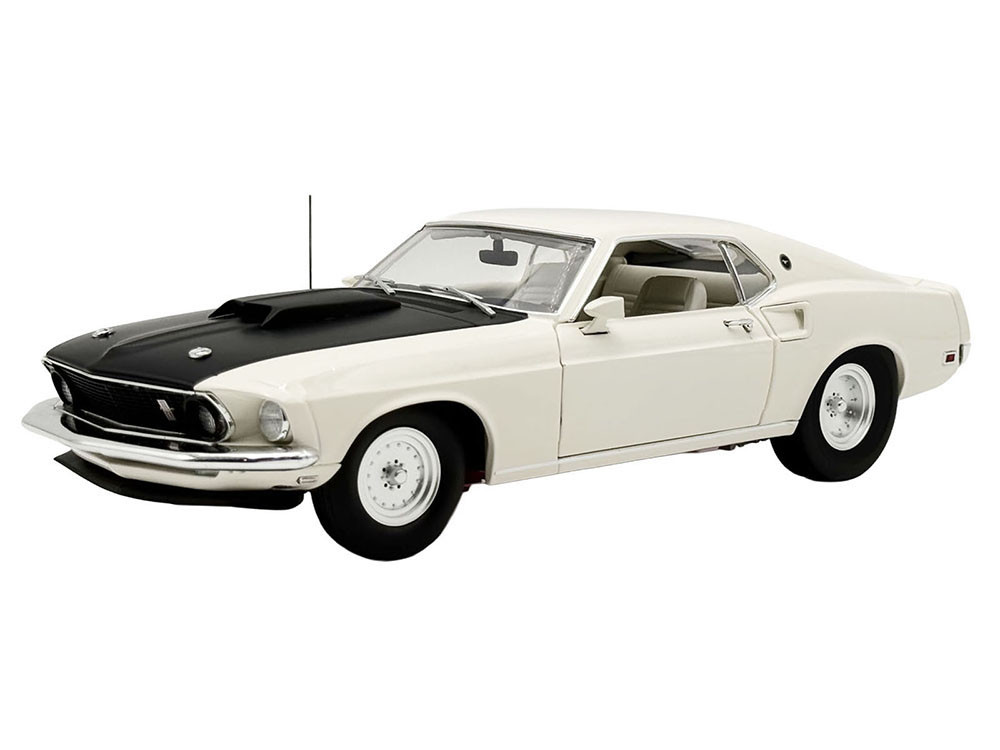 1969 Ford Mustang BOSS 429 "KK1201 Prototype - Unrestored Barn Find" White with Black Hood Limited Edition to 360 pieces Worldwide 1/18 Diecast Model Car by ACME diecast model