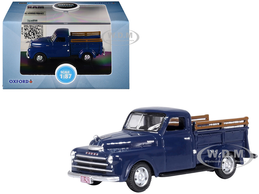 1948 Dodge B-1B Pickup Truck Waterway Blue 1/87 (HO) Scale Diecast Model Car by Oxford Diecast diecast model