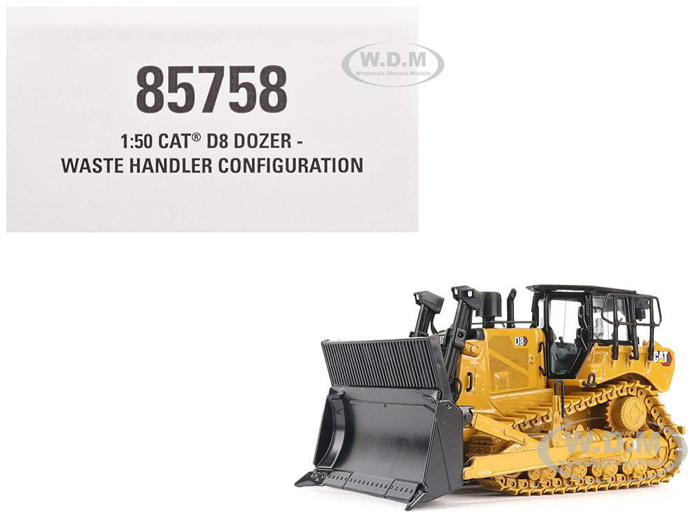 CAT Caterpillar D8 Track-Type Dozer (Waste Handler Configuration) Yellow "High Line" Series 1/50 Diecast Model by Diecast Masters diecast model