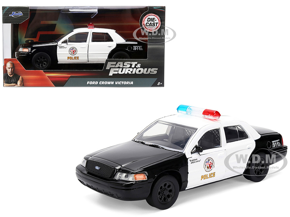Ford Crown Victoria "LAPD (Los Angeles Police Department) Black and White "The Fast and the Furious" (2001) Movie "Fast & Furious" Series 1/32 Diecast Model Car by Jada diecast model