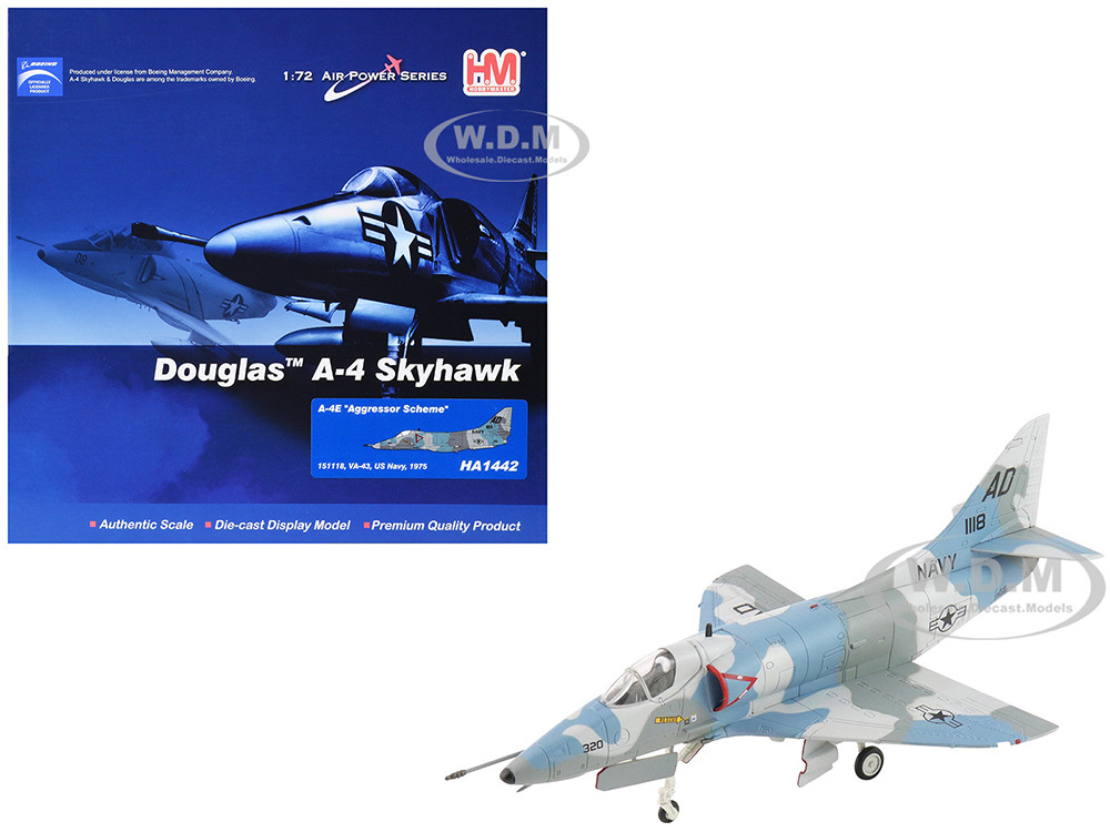 Douglas A-4E Skyhawk Aircraft "151118, Aggressor Scheme, VA-43" (1975) United States Navy "Air Power Series" 1/72 Diecast Model by Hobby Master diecast model