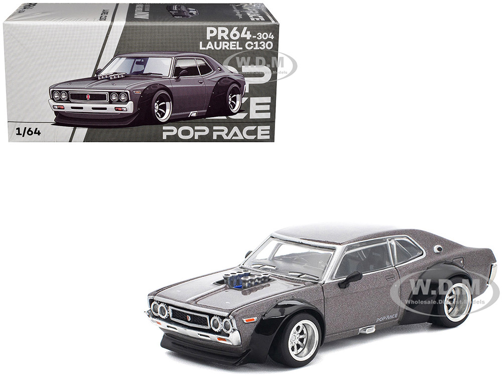 Datsun Laurel C130 RHD (Right Hand Drive) Gray Metallic 1/64 Diecast Model Car by Pop Race diecast model