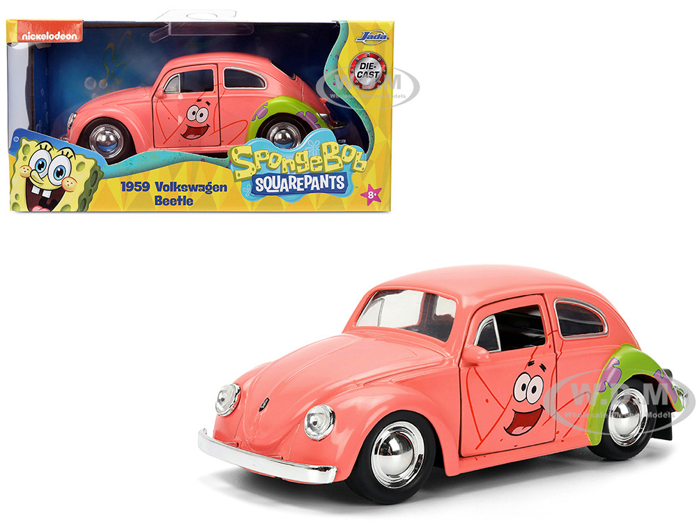 1959 Volkswagen Beetle "Patrick Star" Livery Pink "SpongeBob SquarePants" (1999-Current) TV Series "Hollywood Rides" Series 1/32 Diecast Model Car by Jada diecast model