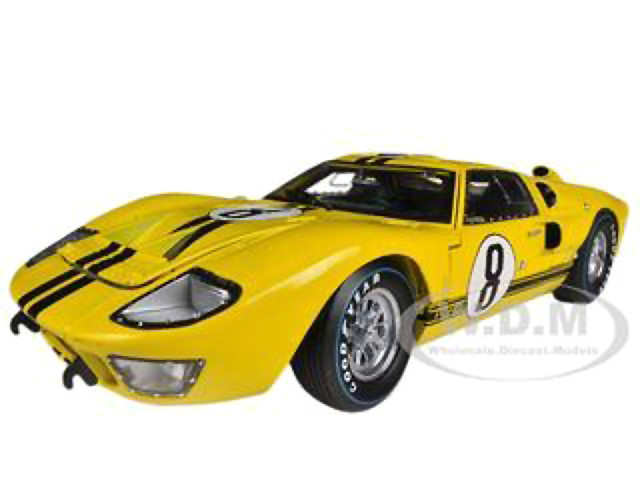 1966 Ford GT-40 MK II #8 Yellow with Black Stripes 1/18 Diecast Model Car by Shelby Collectibles diecast model