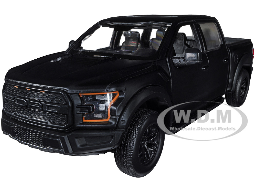 2017 Ford F-150 Raptor Pickup Truck with Sunroof Matt Black "Die-Cast Collection" Series 1/24 Diecast Model Car by Motormax diecast model