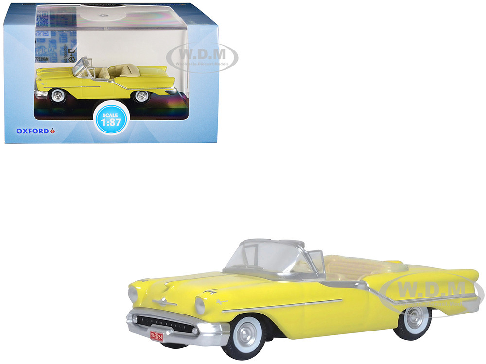 1957 Oldsmobile 88 Convertible Coronado Yellow 1/87 (HO) Scale Diecast Model Car by Oxford Diecast diecast model