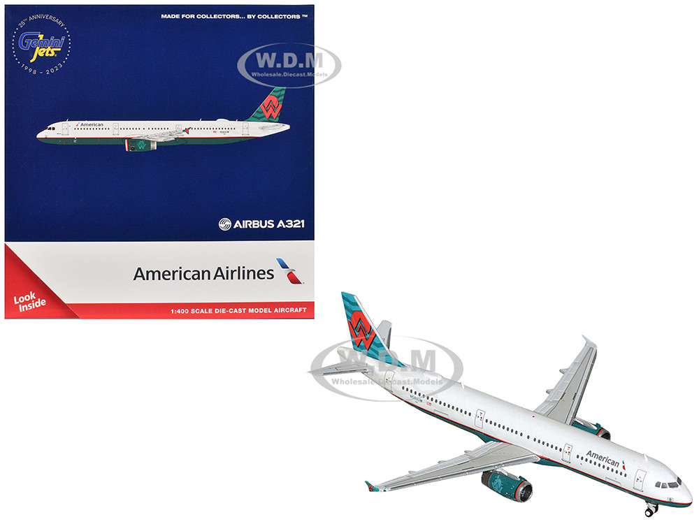 Airbus A321 Commercial Aircraft "American Airlines - America West Heritage Jet" (N580UW) White with Tail Graphics 1/400 Diecast Model Airplane by GeminiJets diecast model