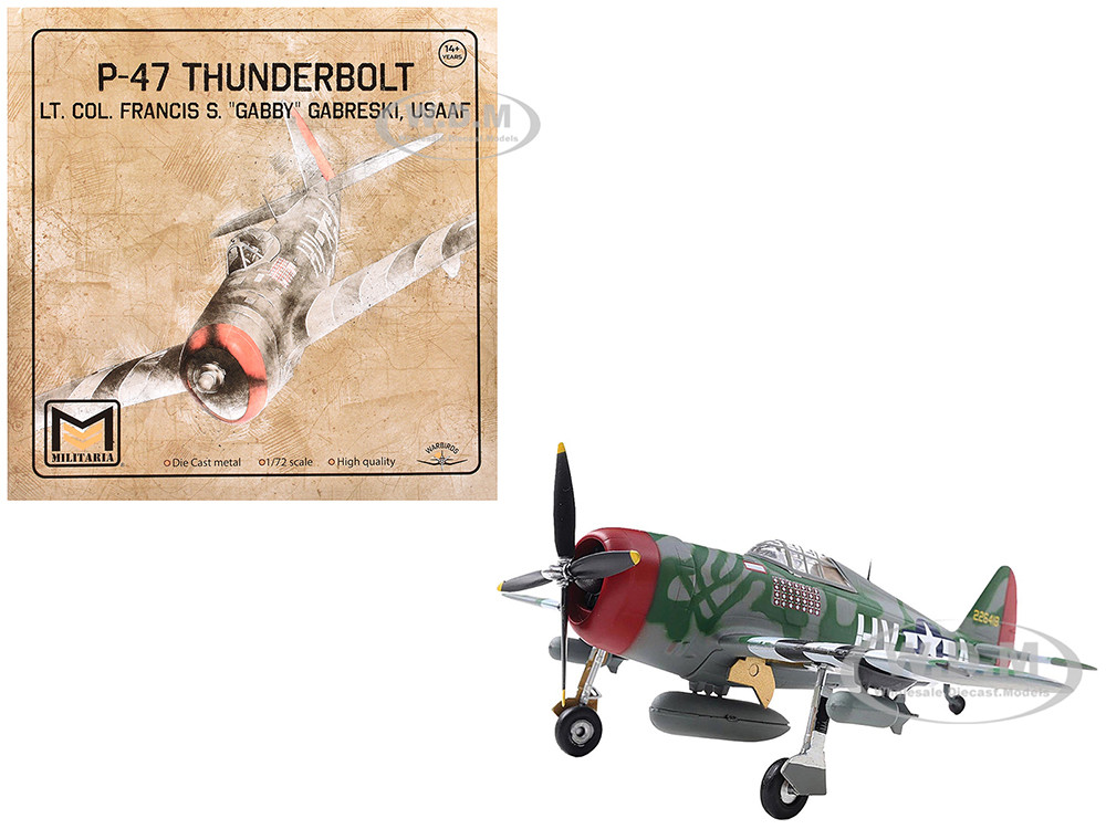 Republic P-47 Thunderbolt Fighter Aircraft "Lt. Col. Francis S. "Gabby" Gabreski" United States Army Air Forces 1/72 Diecast Model by Militaria Die Cast diecast model