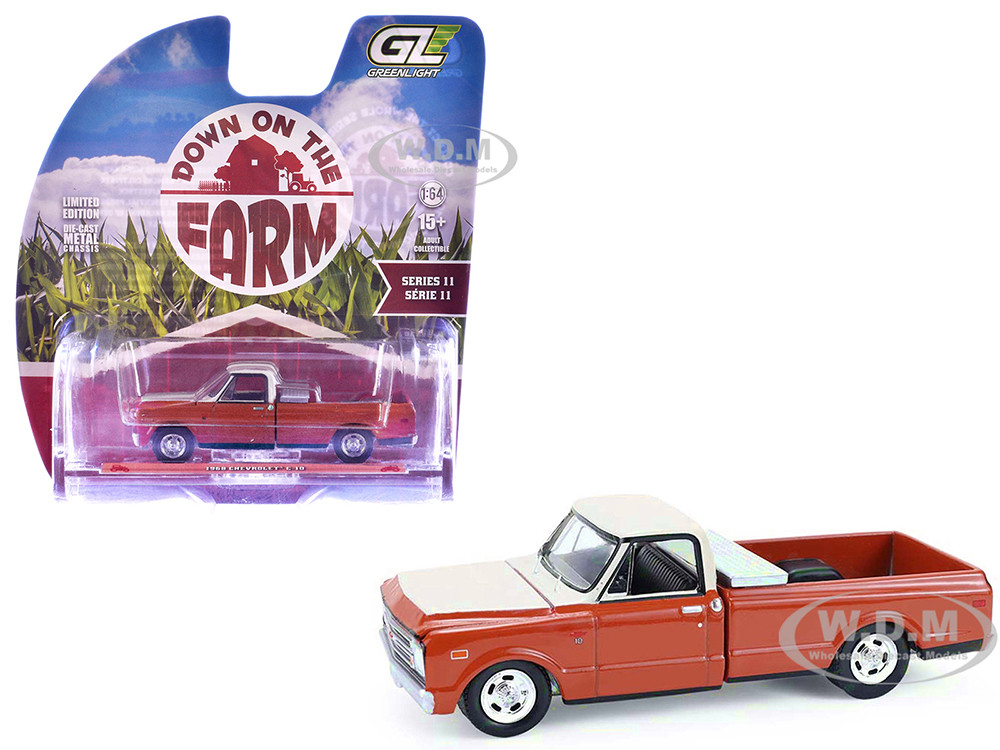 1968 Chevrolet C-10 Pickup Truck with Toolbox Orange and Beige "Down on the Farm" Series 11 1/64 Diecast Model by Greenlight diecast model