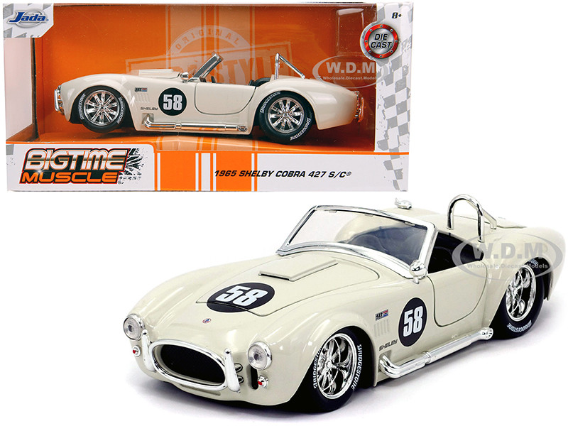 1965 Shelby Cobra 427 S/C #58 Cream "Bigtime Muscle" 1/24 Diecast Model Car by Jada diecast model