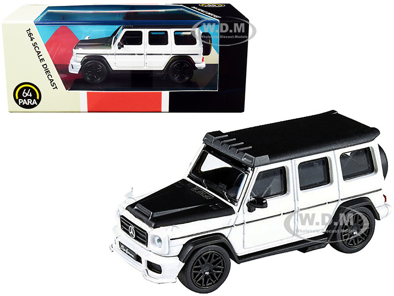 Mercedes AMG G63 Liberty Walk Wagon White with Black Hood and Top 1/64 Diecast Model Car by Paragon Models diecast model